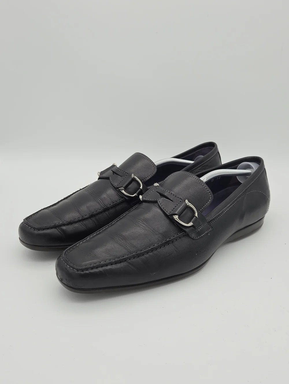 Santoni black leather